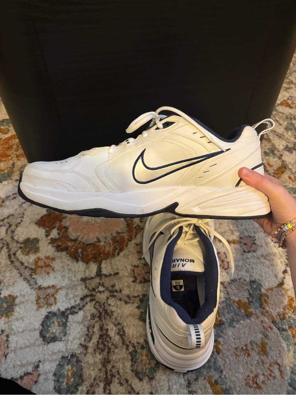 Nike Men’s Nike Air Monarch IV White/Navy Size 15 - Picture 5 of 6